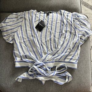 Forever 21 Striped Tie Crop Top